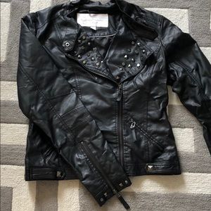 Jessica Simpson black motorcycle jacket